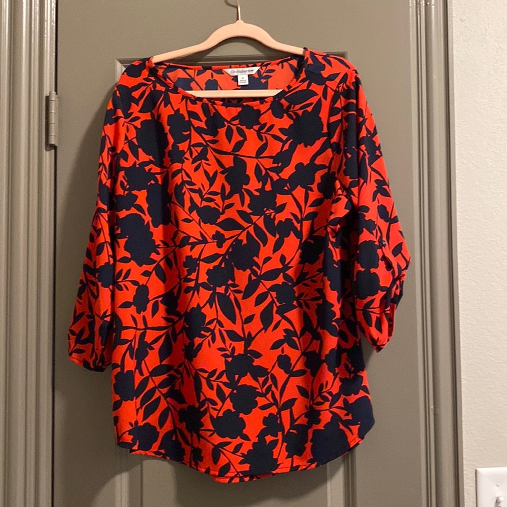 Croft & Barrow 3/4 Sleeve Floral Print Blouse